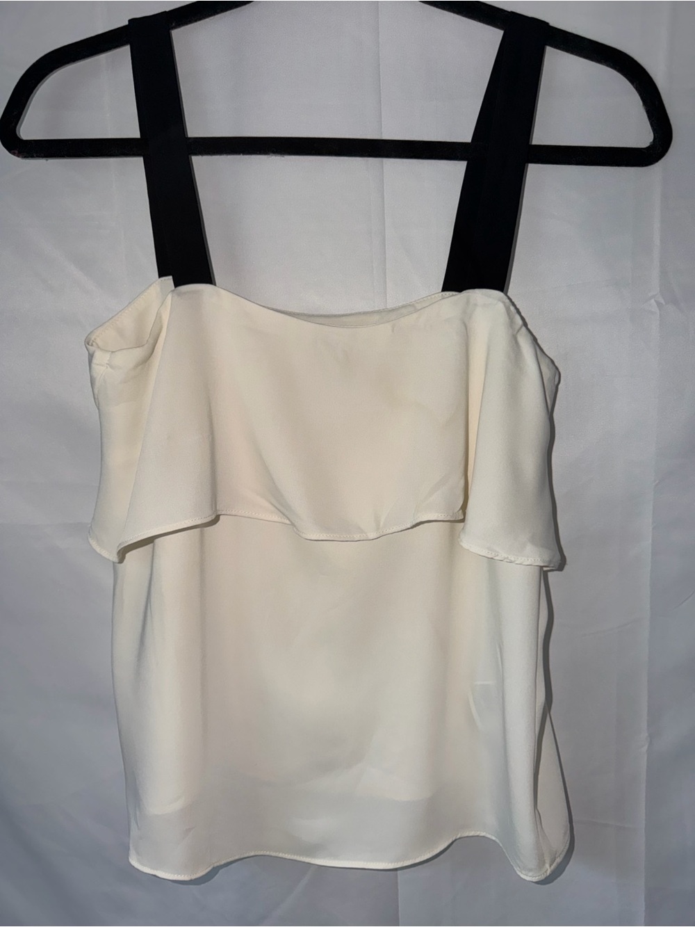 H&M Ivory Ruffle Cami with Black Straps